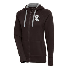 San Diego Padres Antigua Women's Brushed Metallic Victory Full-Zip Hoodie - Brown - MLB Online
