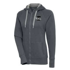 Philadelphia Phillies Antigua Women's Brushed Metallic Victory Full-Zip Hoodie - Charcoal - MLB Discount
