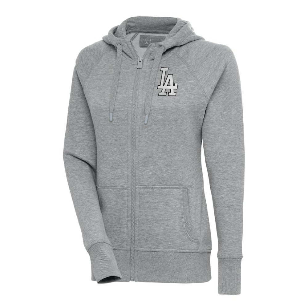 Los Angeles Dodgers Antigua Women's Brushed Metallic Victory Full-Zip Hoodie - Heather Gray - MLB Sale