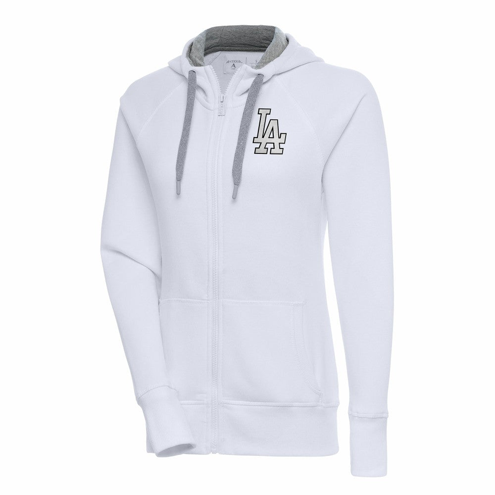 Los Angeles Dodgers Antigua Women's Brushed Metallic Victory Full-Zip Hoodie - White - MLB Lifestyle