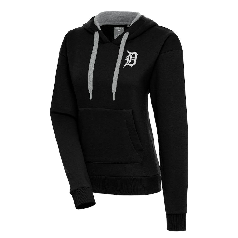 Detroit Tigers Antigua Women's Brushed Metallic Victory Pullover Hoodie - Black - MLB Online