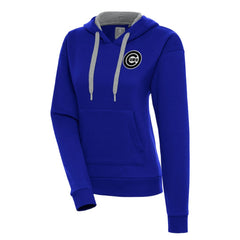 Chicago Cubs Antigua Women's Brushed Metallic Victory Pullover Hoodie - Royal - MLB Sale