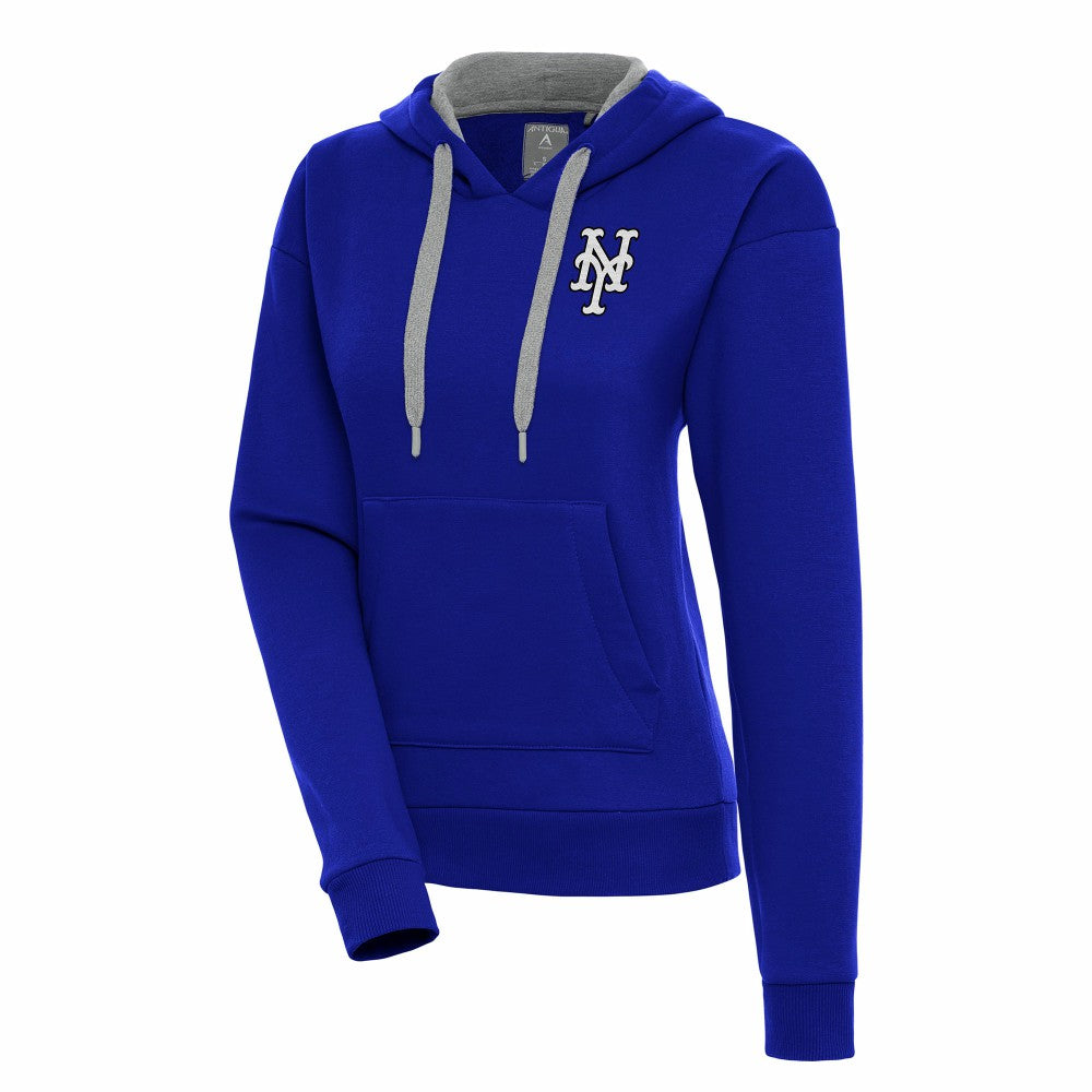 New York Mets Antigua Women's Brushed Metallic Victory Pullover Hoodie - Royal - MLB Online