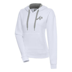 Atlanta Braves Antigua Women's Brushed Metallic Victory Pullover Hoodie - White - MLB Lifestyle