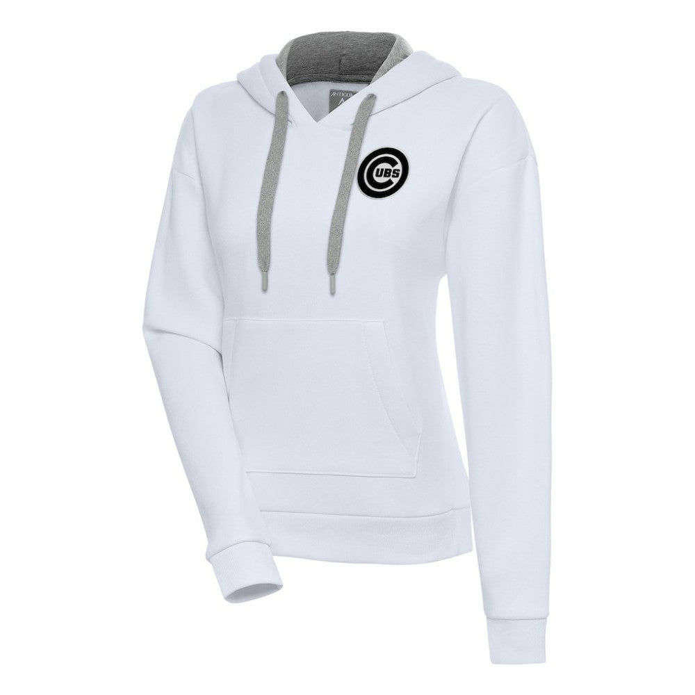 Chicago Cubs Antigua Women's Brushed Metallic Victory Pullover Hoodie - White - MLB on Sale