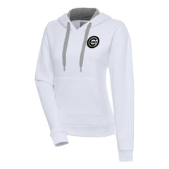 Chicago Cubs Antigua Women's Brushed Metallic Victory Pullover Hoodie - White - MLB on Sale