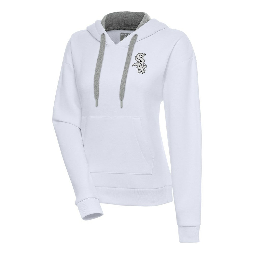 Chicago White Sox Antigua Women's Brushed Metallic Victory Pullover Hoodie - White - MLB Lifestyle