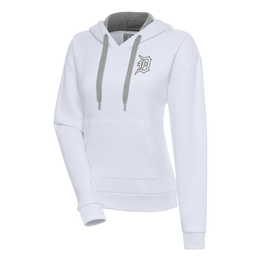 Detroit Tigers Antigua Women's Brushed Metallic Victory Pullover Hoodie - White - MLB on Sale