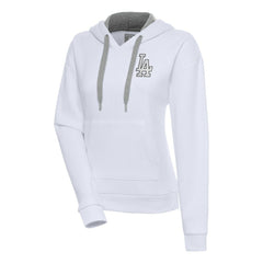 Los Angeles Dodgers Antigua Women's Brushed Metallic Victory Pullover Hoodie - White - MLB Sale
