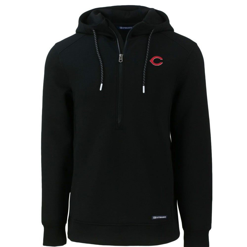 Cincinnati Reds Cutter & Buck Roam Eco Half-Zip Recycled Pullover Hoodie - Black - MLB on Sale