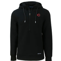 Cincinnati Reds Cutter & Buck Roam Eco Half-Zip Recycled Pullover Hoodie - Black - MLB on Sale