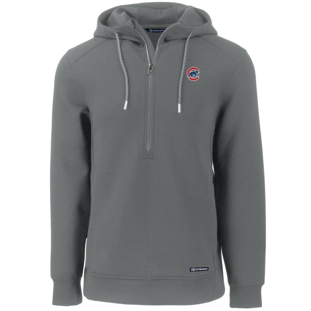 Chicago Cubs Cutter & Buck Roam Eco Half-Zip Recycled Pullover Hoodie - Gray - MLB Discount