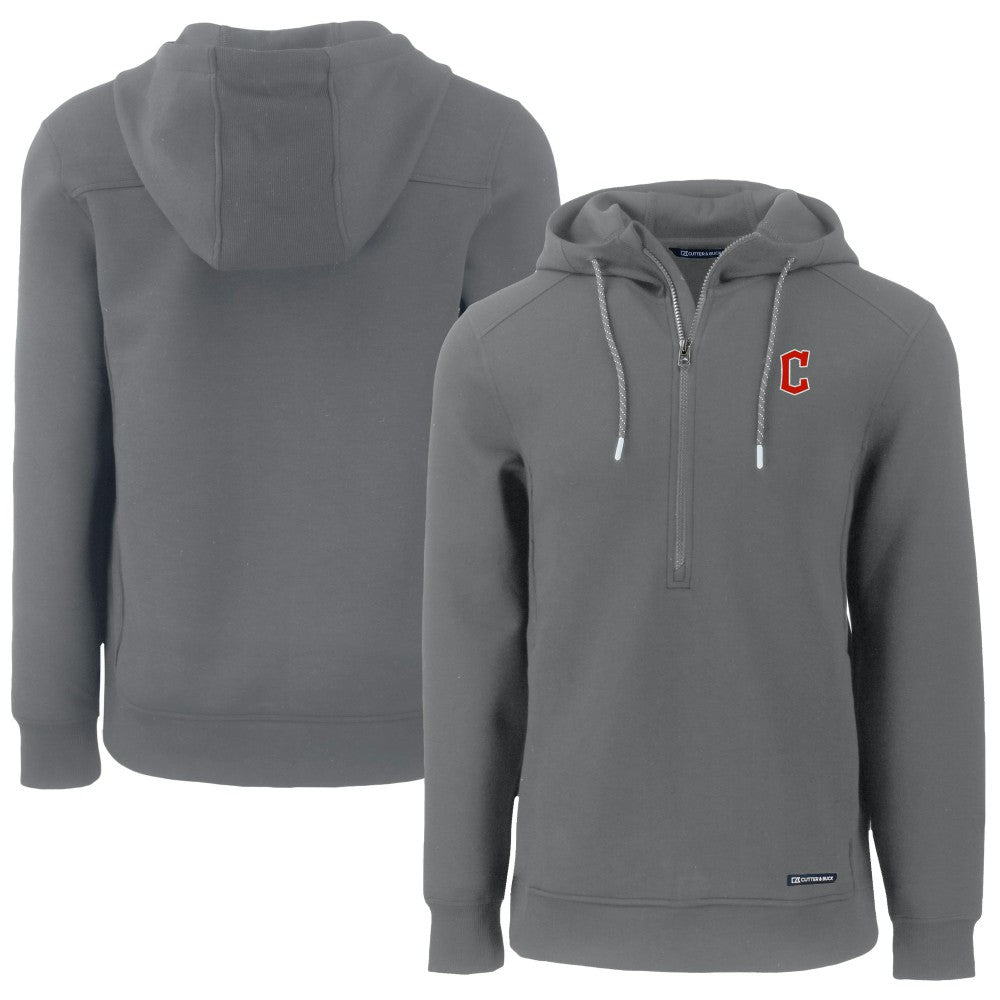 Cleveland Guardians Cutter & Buck Roam Eco Half-Zip Recycled Pullover Hoodie - Gray - MLB Discount