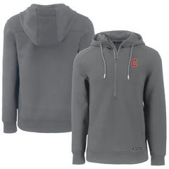 Cleveland Guardians Cutter & Buck Roam Eco Half-Zip Recycled Pullover Hoodie - Gray - MLB Discount