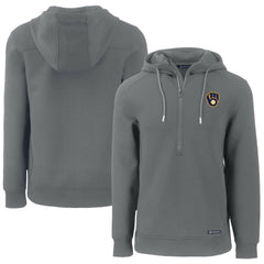 Milwaukee Brewers Cutter & Buck Roam Eco Half-Zip Recycled Pullover Hoodie - Gray - MLB Lifestyle