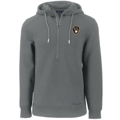 Milwaukee Brewers Cutter & Buck Roam Eco Half-Zip Recycled Pullover Hoodie - Gray - MLB Lifestyle