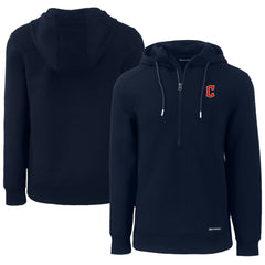 Cleveland Guardians Cutter & Buck Roam Eco Half-Zip Recycled Pullover Hoodie - Navy - MLB on Sale