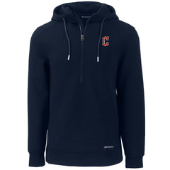Cleveland Guardians Cutter & Buck Roam Eco Half-Zip Recycled Pullover Hoodie - Navy - MLB on Sale