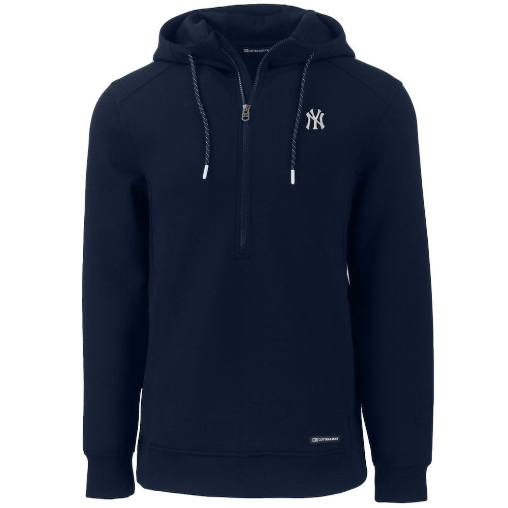 New York Yankees Cutter & Buck Roam Eco Half-Zip Recycled Pullover Hoodie - Navy - MLB Lifestyle