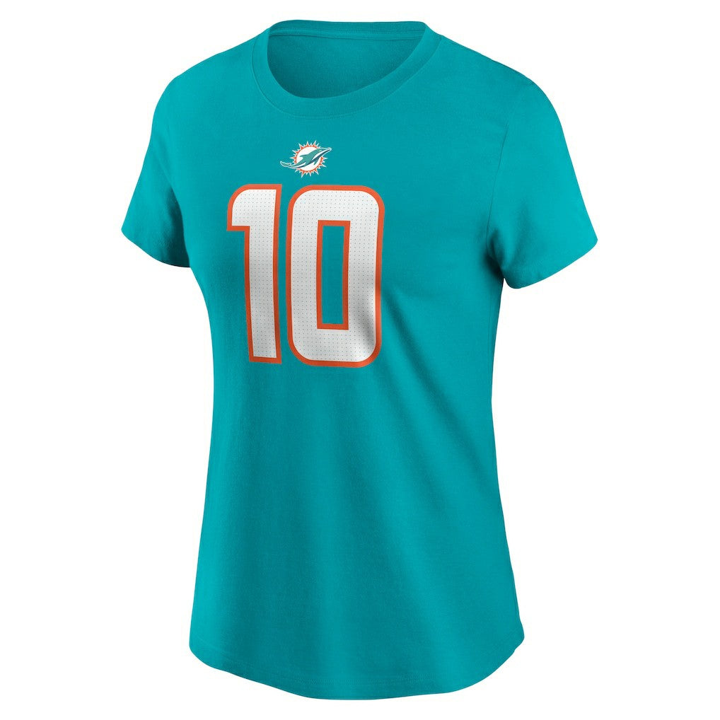 Nike Tyreek Hill Miami Dolphins Women's Player Name & Number T-Shirt Aqua