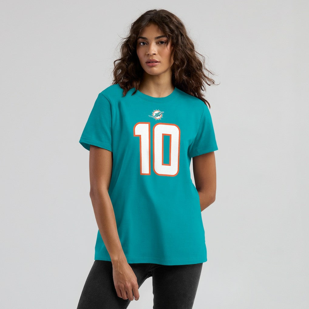 Nike Tyreek Hill Miami Dolphins Women's Player Name & Number T-Shirt Aqua