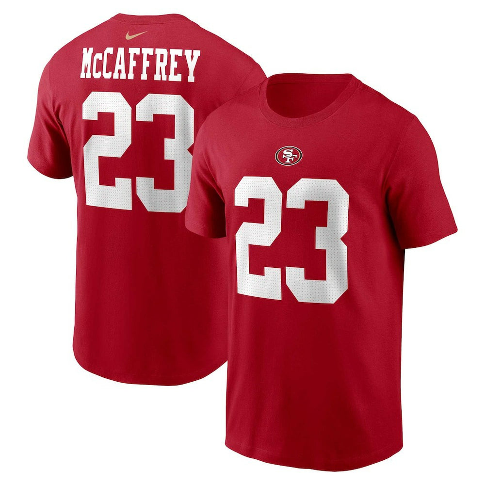 Nike Christian McCaffrey San Francisco 49ers Player Name & Number T-Shirt Scarlet