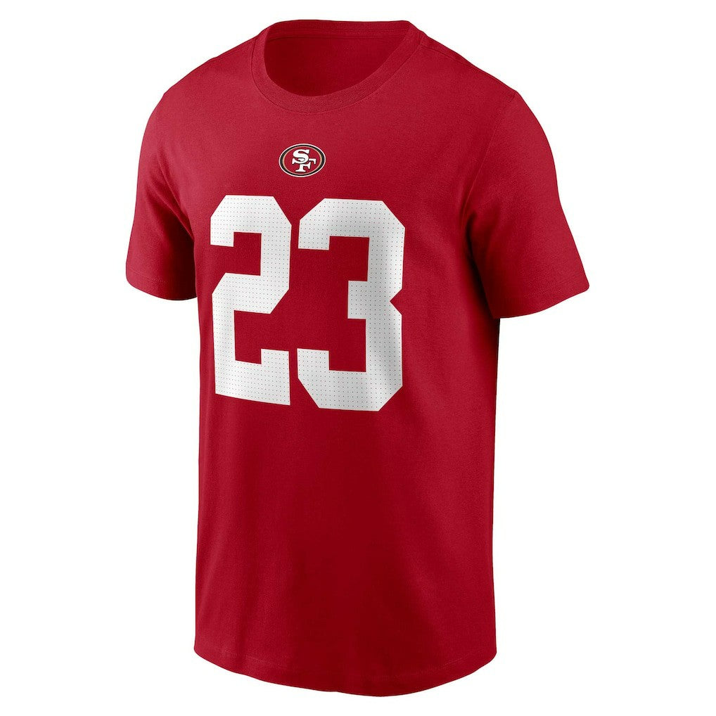 Nike Christian McCaffrey San Francisco 49ers Player Name & Number T-Shirt Scarlet