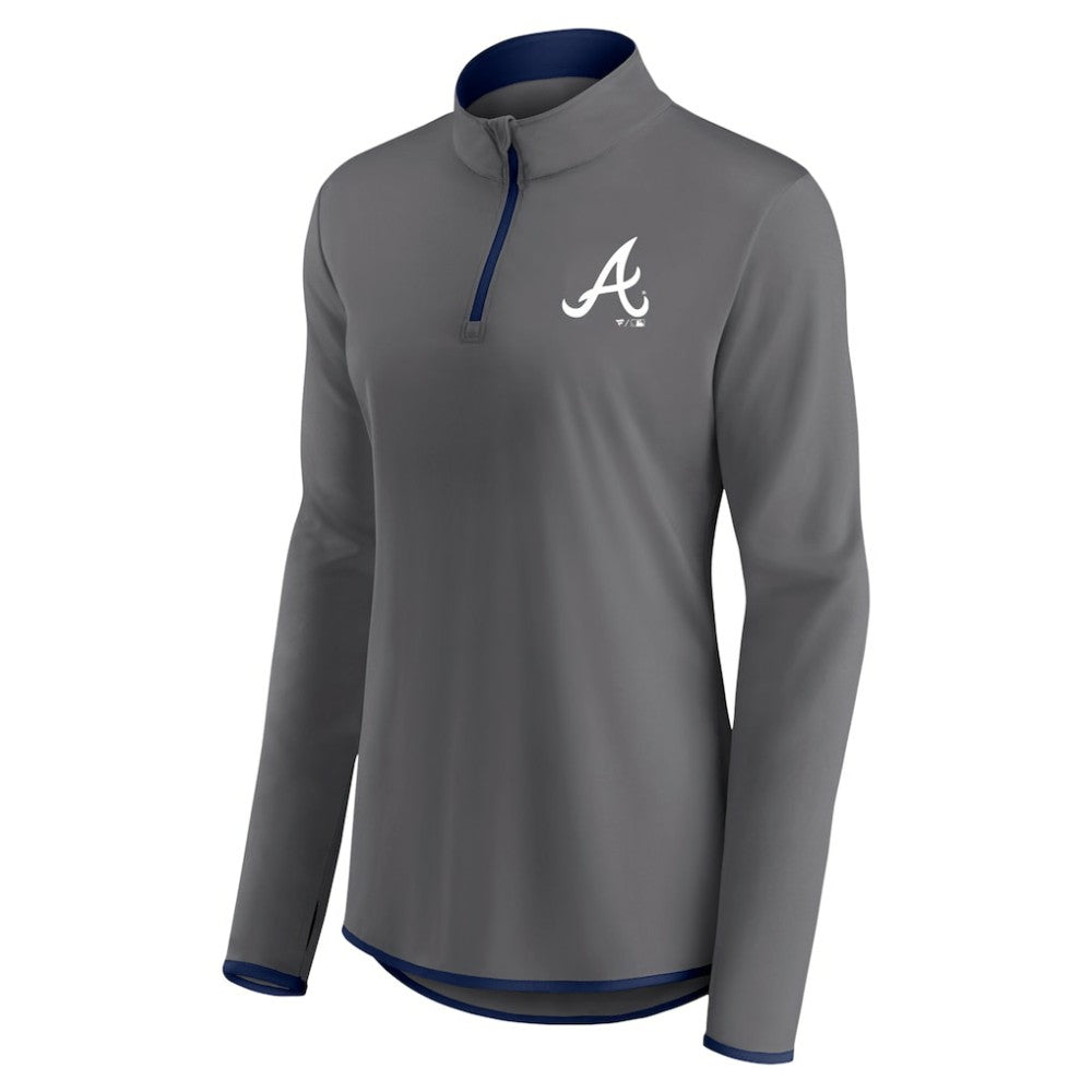 Atlanta Braves Profile Women's Plus Size Quarter-Zip Jacket - Charcoal - MLB on Sale
