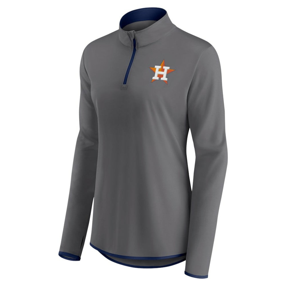 Houston Astros Profile Women's Plus Size Quarter-Zip Jacket - Charcoal - MLB Lifestyle