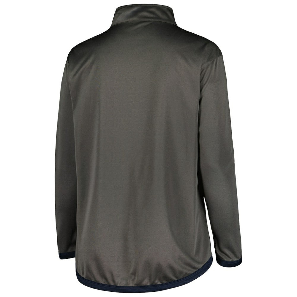 New York Yankees Profile Women's Plus Size Quarter-Zip Jacket - Charcoal - MLB Sale