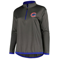 Chicago Cubs Profile Women's Plus Size Quarter-Zip Jacket - Charcoal - MLB Lifestyle