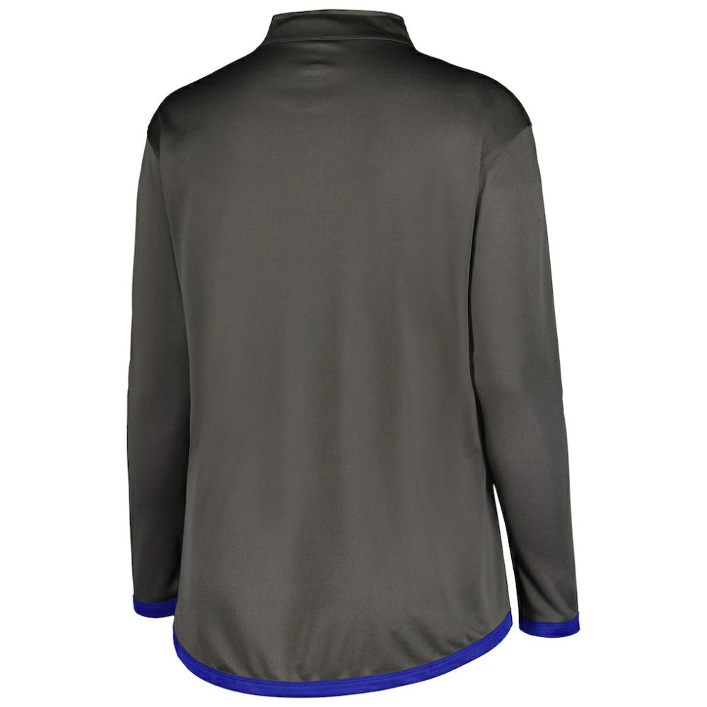 Chicago Cubs Profile Women's Plus Size Quarter-Zip Jacket - Charcoal - MLB Lifestyle