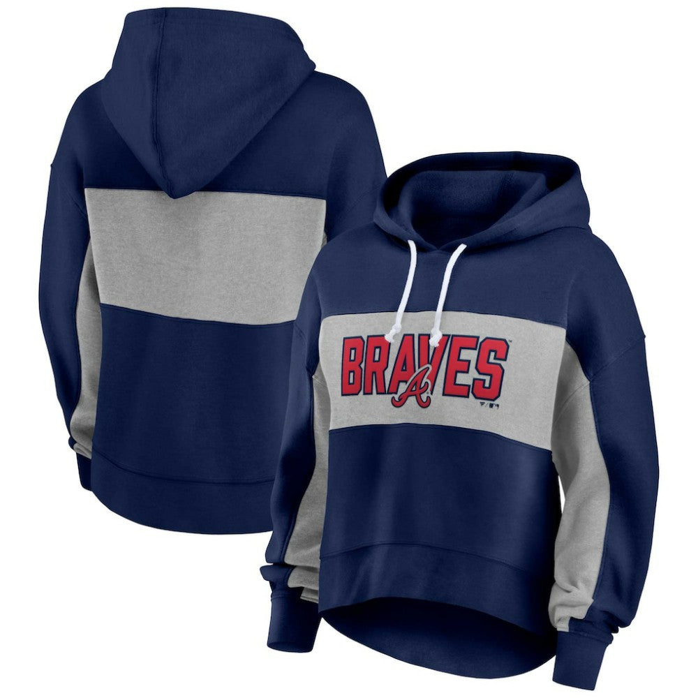 Atlanta Braves Profile Women's Plus Size Pullover Hoodie - Navy - MLB Online