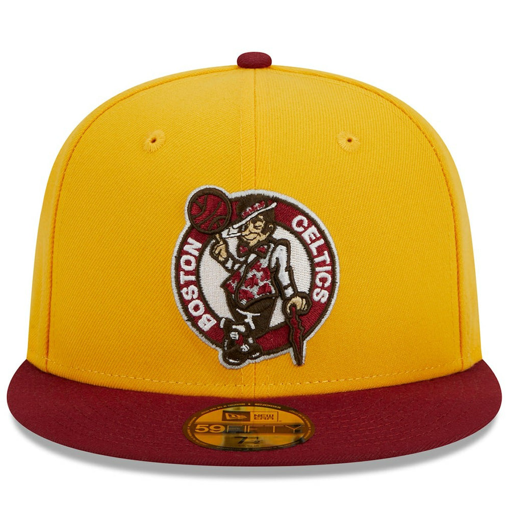 Boston Celtics Fall Leaves 2-Tone 59FIFTY Fitted Hat Yellow/Red | New Era
