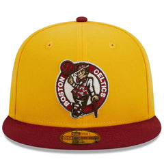 Boston Celtics Fall Leaves 2-Tone 59FIFTY Fitted Hat Yellow/Red | New Era