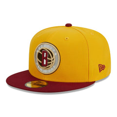 Brooklyn Nets Fall Leaves 2-Tone 59FIFTY Fitted Hat Yellow/Red | New Era Lifestyle