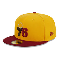 Philadelphia 76ers Fall Leaves 2-Tone 59FIFTY Fitted Hat Yellow/Red | New Era outlet