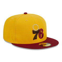 Philadelphia 76ers Fall Leaves 2-Tone 59FIFTY Fitted Hat Yellow/Red | New Era outlet