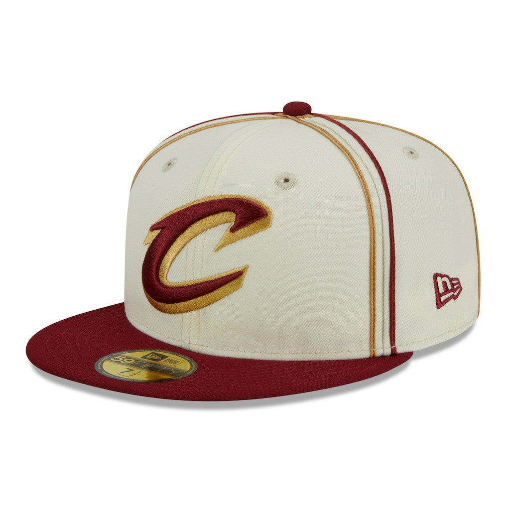Cleveland Cavaliers Piping 2-Tone 59FIFTY Fitted Hat for sale Cream/Wine | New Era outlet