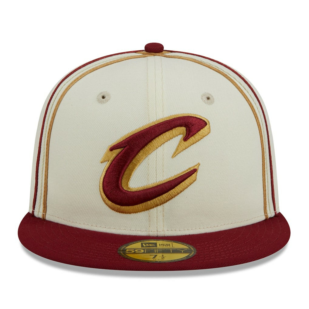 Cleveland Cavaliers Piping 2-Tone 59FIFTY Fitted Hat for sale Cream/Wine | New Era outlet