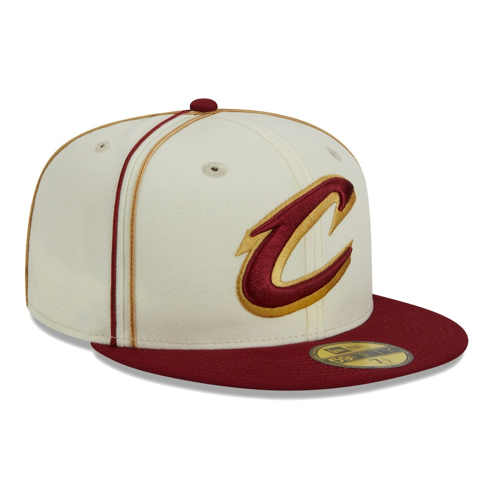 Cleveland Cavaliers Piping 2-Tone 59FIFTY Fitted Hat for sale Cream/Wine | New Era outlet