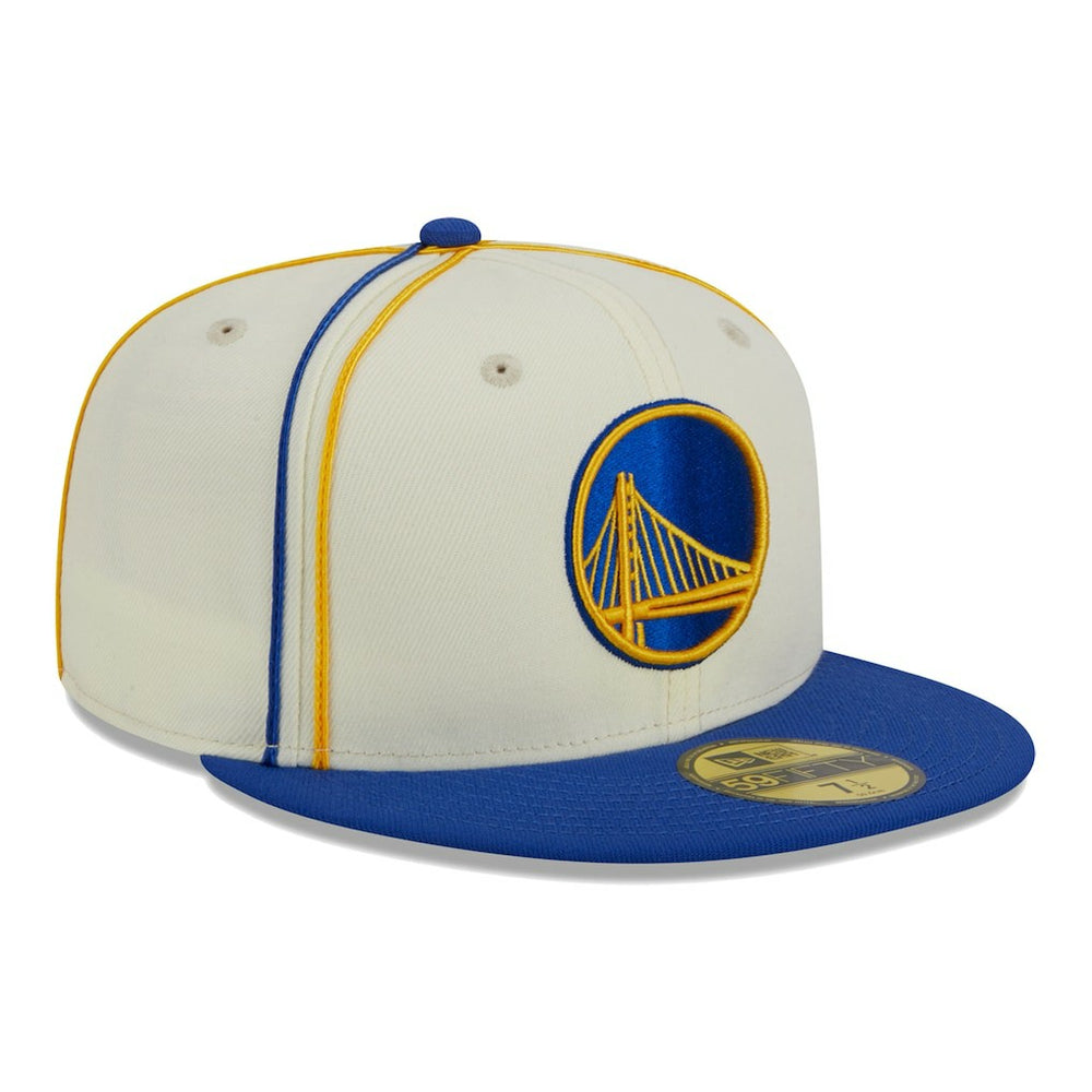 Golden State Warriors Piping 2-Tone 59FIFTY Fitted Hat for sale Cream/Royal | New Era