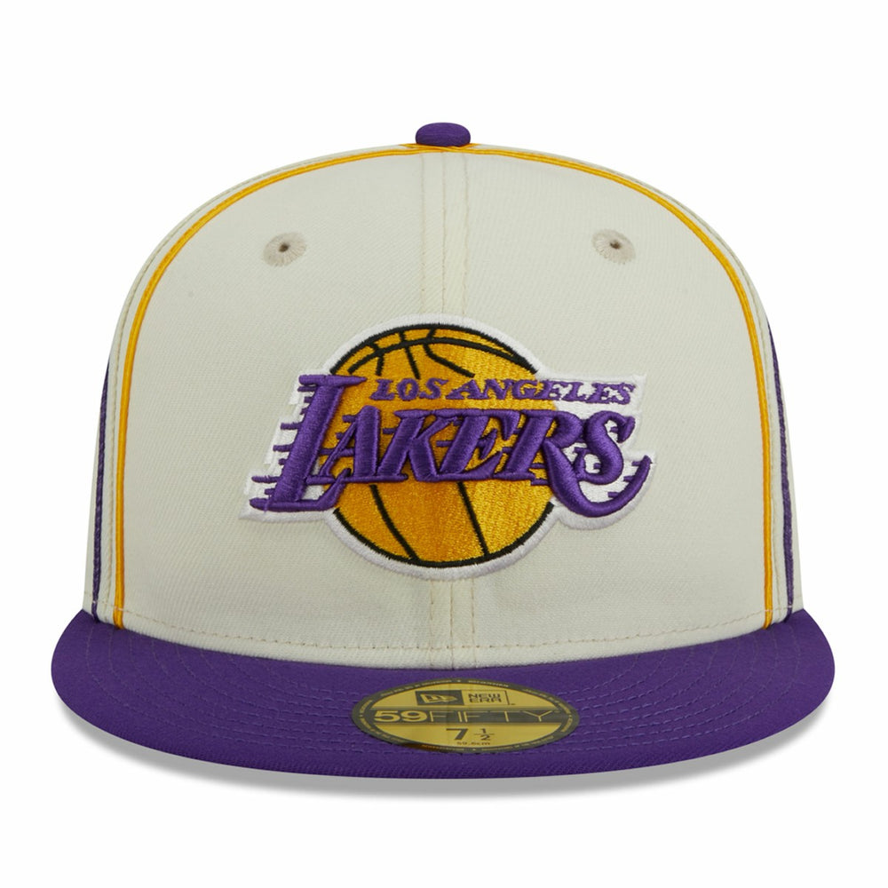 Los Angeles Lakers Piping 2-Tone 59FIFTY Fitted Hat Cream/Purple | New Era outlet