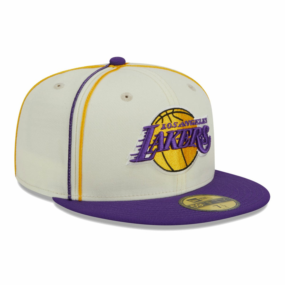 Los Angeles Lakers Piping 2-Tone 59FIFTY Fitted Hat Cream/Purple | New Era outlet