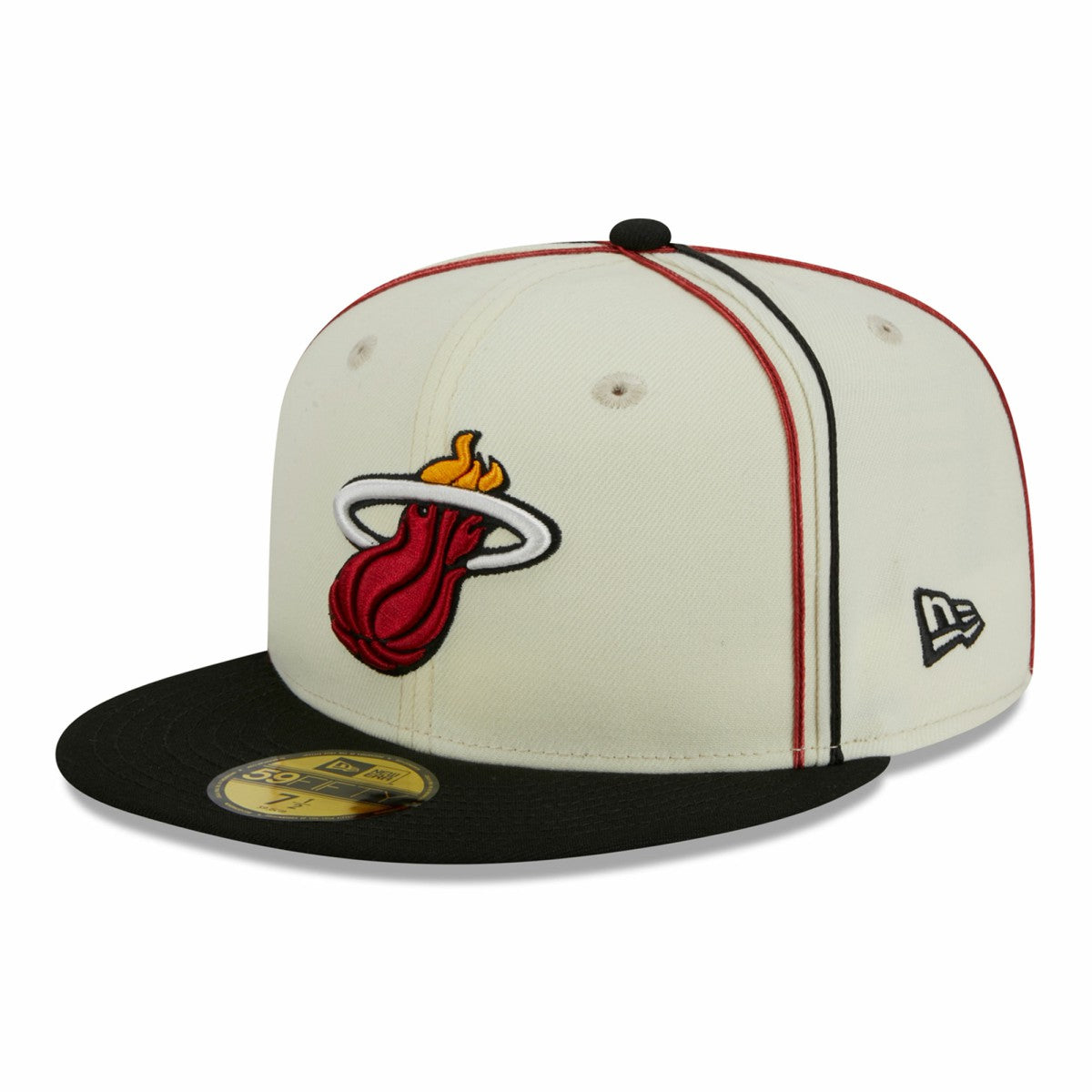 Miami Heat Piping 2-Tone 59FIFTY Fitted Hat Cream/Black | New Era US
