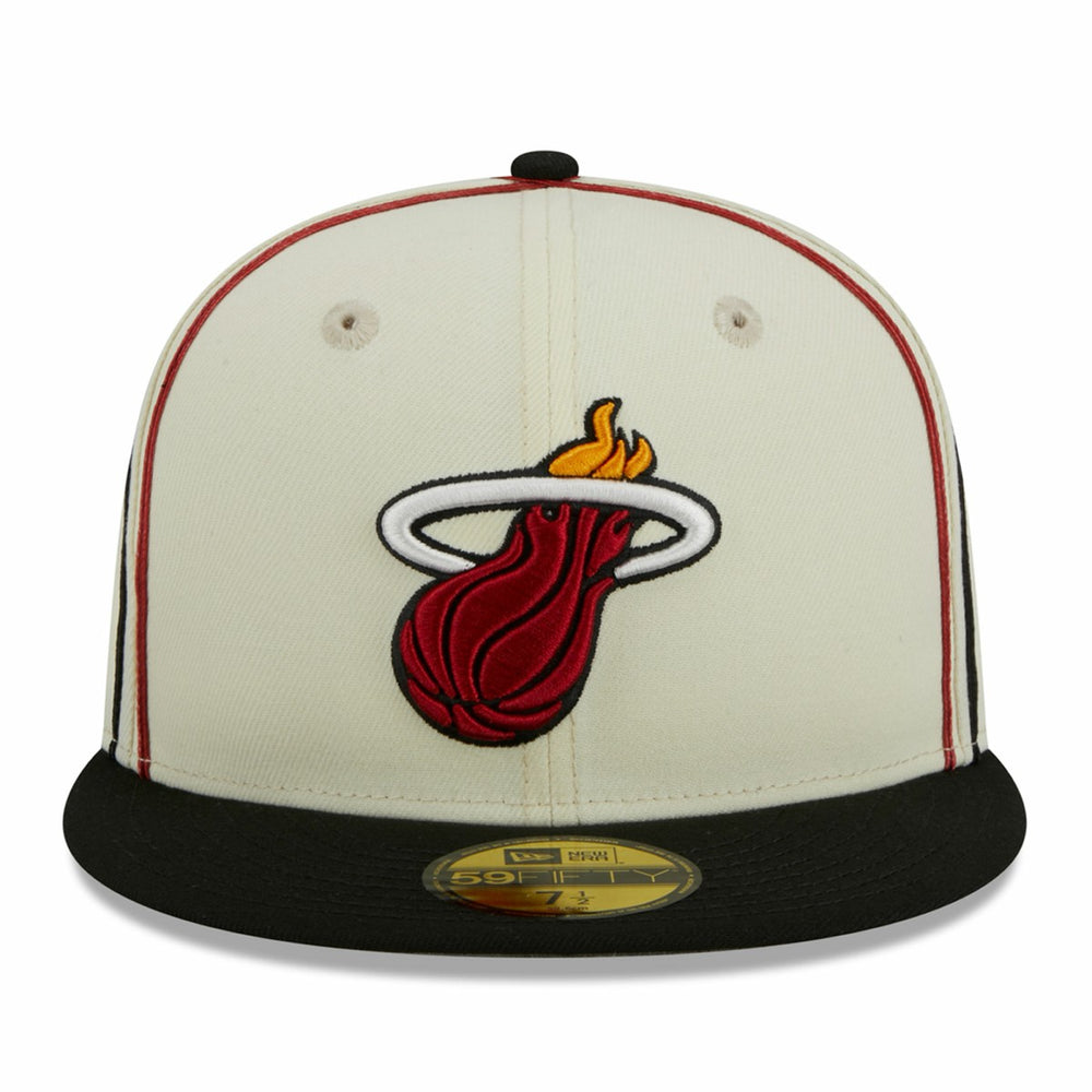 Miami Heat Piping 2-Tone 59FIFTY Fitted Hat Cream/Black | New Era US