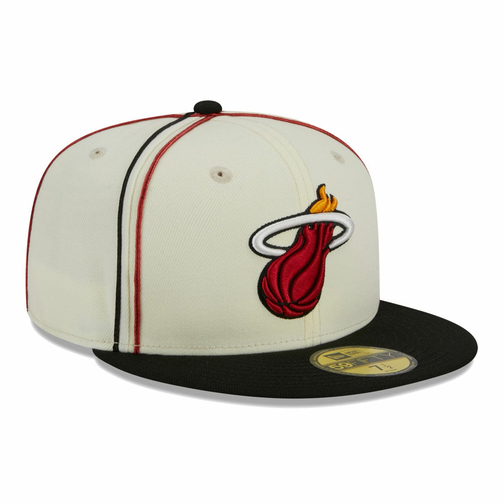 Miami Heat Piping 2-Tone 59FIFTY Fitted Hat Cream/Black | New Era US