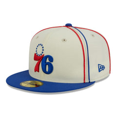 Philadelphia 76ers Piping 2-Tone 59FIFTY Fitted Hat Cream/Royal | New Era online