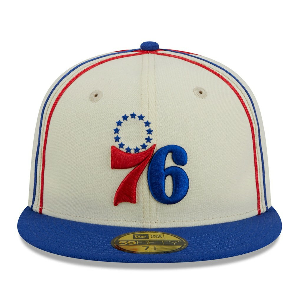 Philadelphia 76ers Piping 2-Tone 59FIFTY Fitted Hat Cream/Royal | New Era online