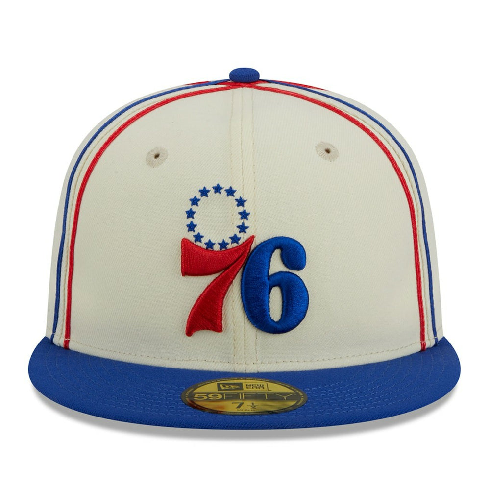 Philadelphia 76ers Piping 2-Tone 59FIFTY Fitted Hat Cream/Royal | New Era online
